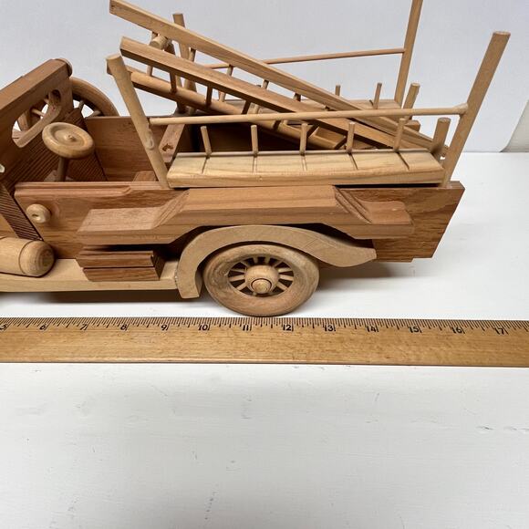 Vintage Homemade Wood Toy Fire Truck - Picture 6 of 9